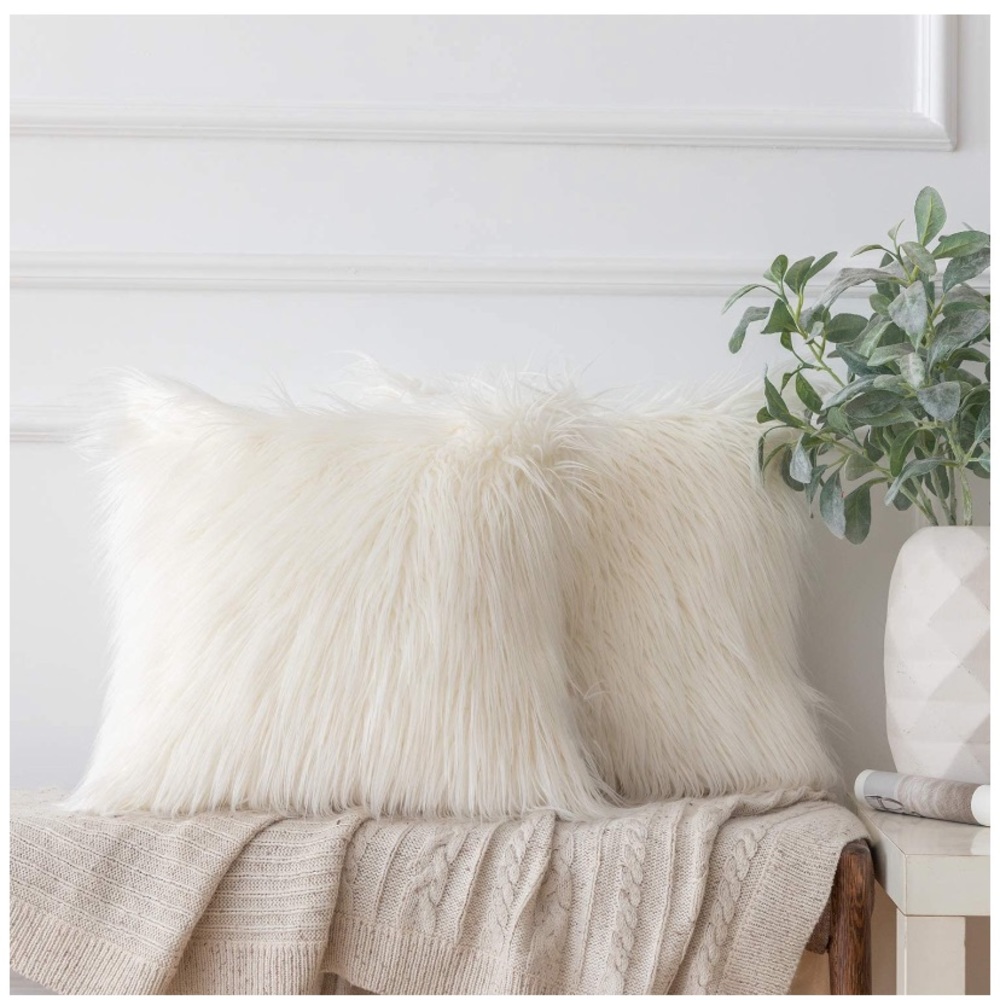 Set 2 Decorative Faux Fur Throw Pillow Case - Picture 10 of 16
